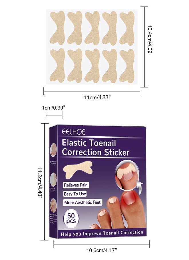 Ingrown Toenail Corrector Patch,Ingrown Toenail Corrector Strips, Toenail Corrector Patch,Self-Adhesive Elastic Toenail Correction Stickers Tool,Relieves Ingrown Toenail Groove Pain(50Pcs)