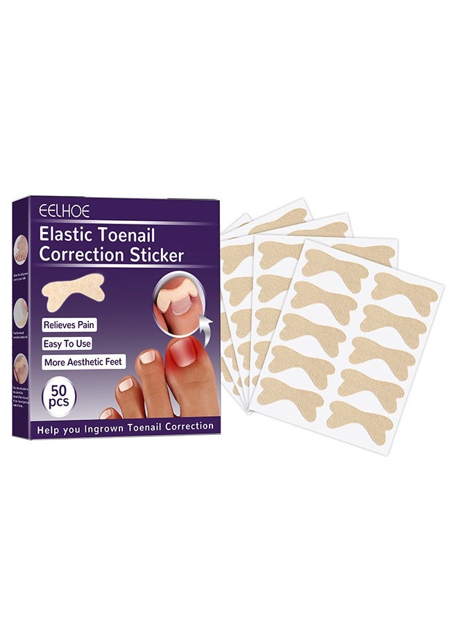 Ingrown Toenail Corrector Patch,Ingrown Toenail Corrector Strips, Toenail Corrector Patch,Self-Adhesive Elastic Toenail Correction Stickers Tool,Relieves Ingrown Toenail Groove Pain(50Pcs)