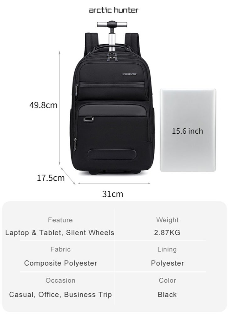 Business Travel Roller Backpack, College Book Laptop Backpack, Office Rolling Backpack