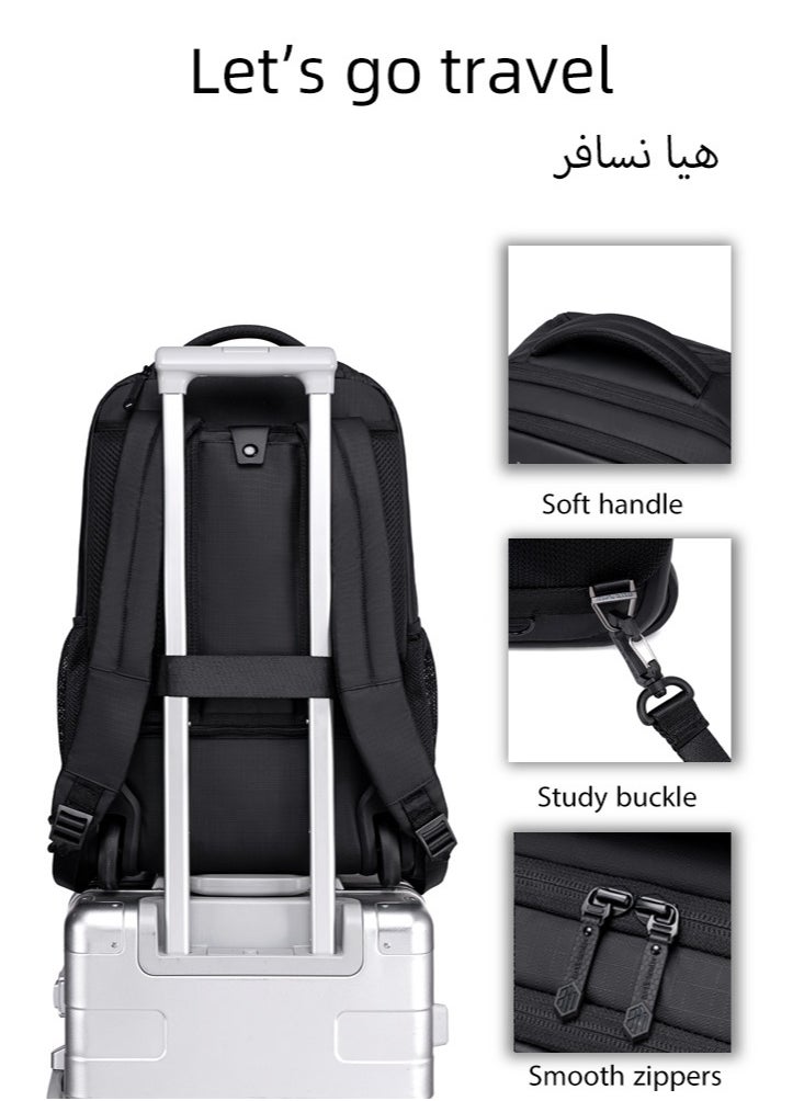 Business Travel Roller Backpack, Big Capacity Trolley Laptop Bag for Men, College Book Bag Office Rolling Backpack