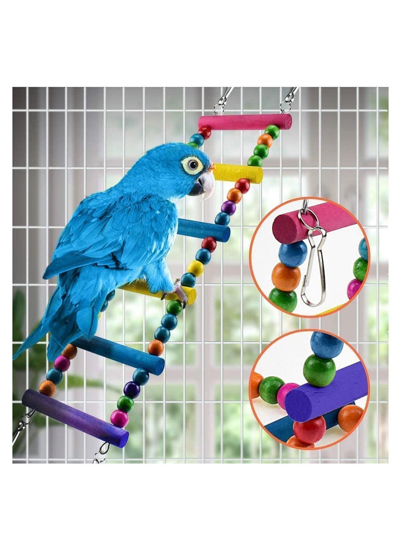 10-Pack Bird Parrot Ladder Hanging Bell Swing Cage Toys- Budgie, Cockatiel, Conure, Finch, Small Parakeet, African Grey Parrot, Canary