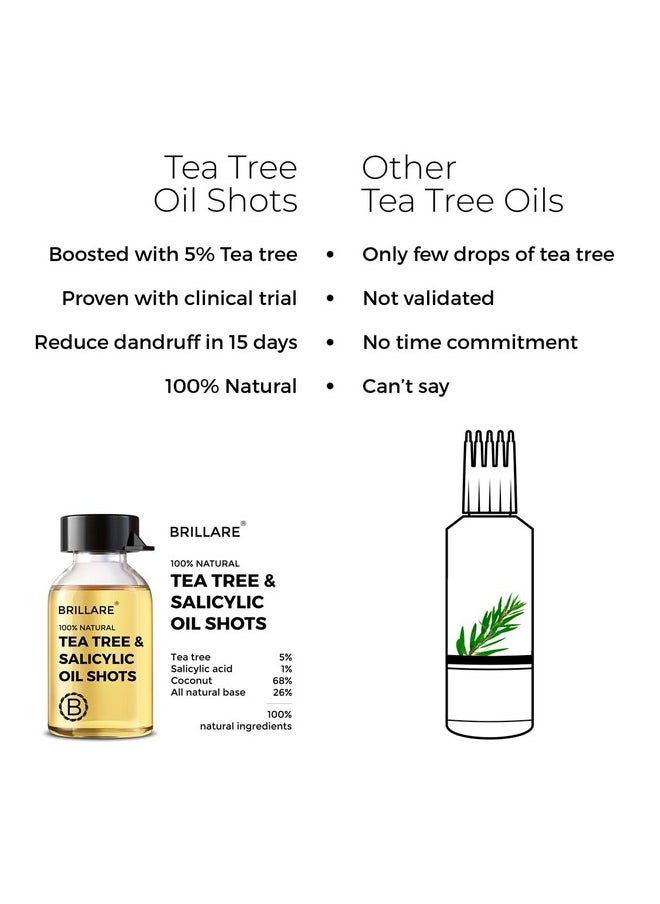 Tea Tree Hair Oil, Salicylic Acid & Coconut Hair Oil Shots, Best For Dry &Itchy Scalp, Dandruff Control Oil, Reduces Excess Scalp Oil, 100% Natural Hair Oil, 48Ml