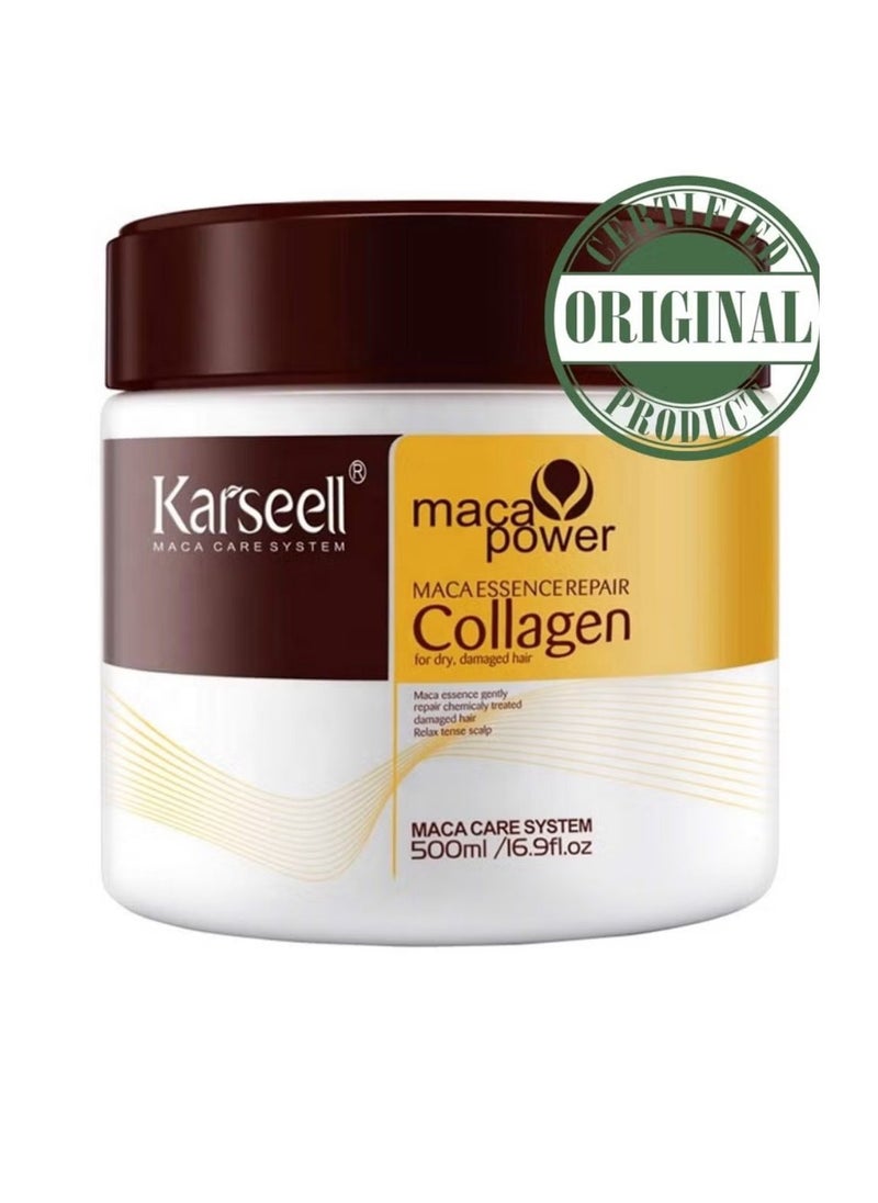 Karseell Collagen Hair Treatment Deep Repair Conditioning Argan Oil Collagen Hair Mask Essence for Dry Damaged Hair All Hair Types 500ml