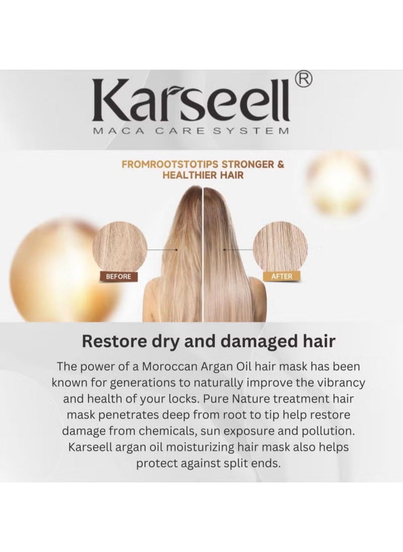 Karseell Collagen Hair Treatment Deep Repair Conditioning Argan Oil Collagen Hair Mask Essence for Dry Damaged Hair All Hair Types 500ml