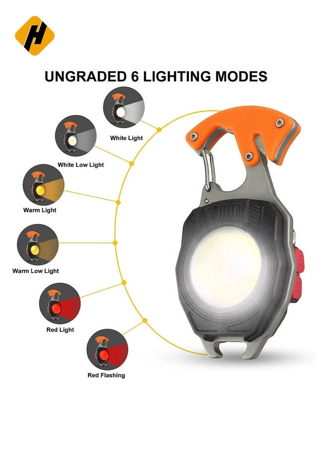 Mini Portable Work Light 800 Lumen Rechargeable Torch Key Chain Inspection Lights with Bottle Opener, Magnetic Base, for Camping/Repairing/Emergency