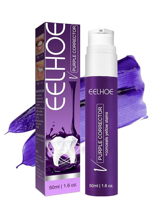 Color Corrector Purple Toothpaste - Purple Toothpaste for Teeth Whitening Mint Flavor Toothpaste Whitening Purple Whitening Toothpaste for Tooth Stain Removal