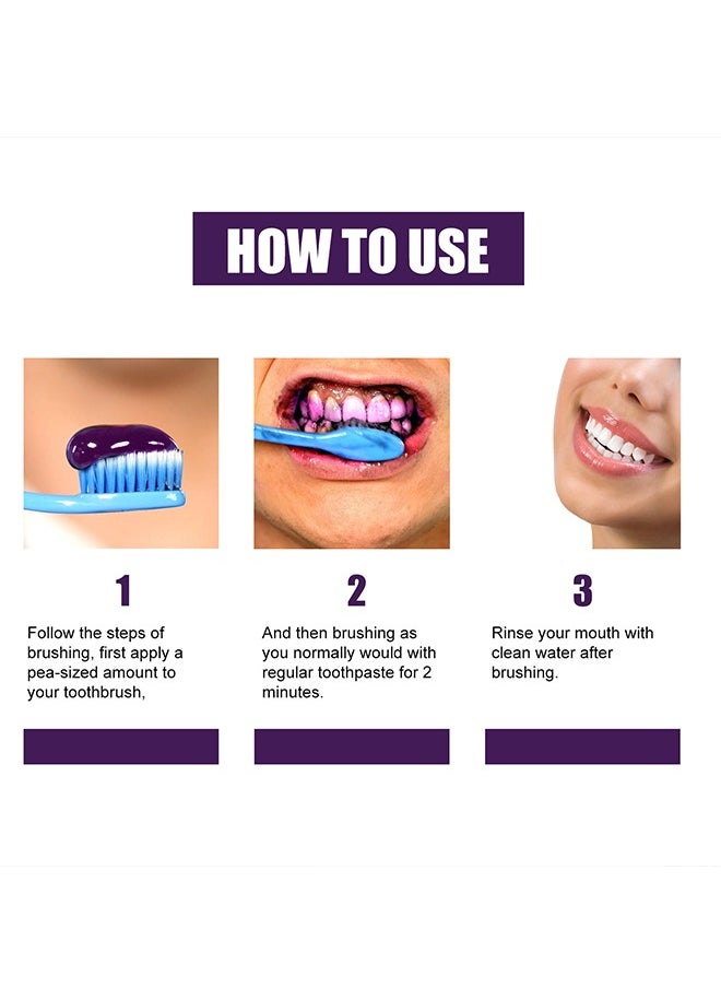 Color Corrector Purple Toothpaste - Purple Toothpaste for Teeth Whitening Mint Flavor Toothpaste Whitening Purple Whitening Toothpaste for Tooth Stain Removal