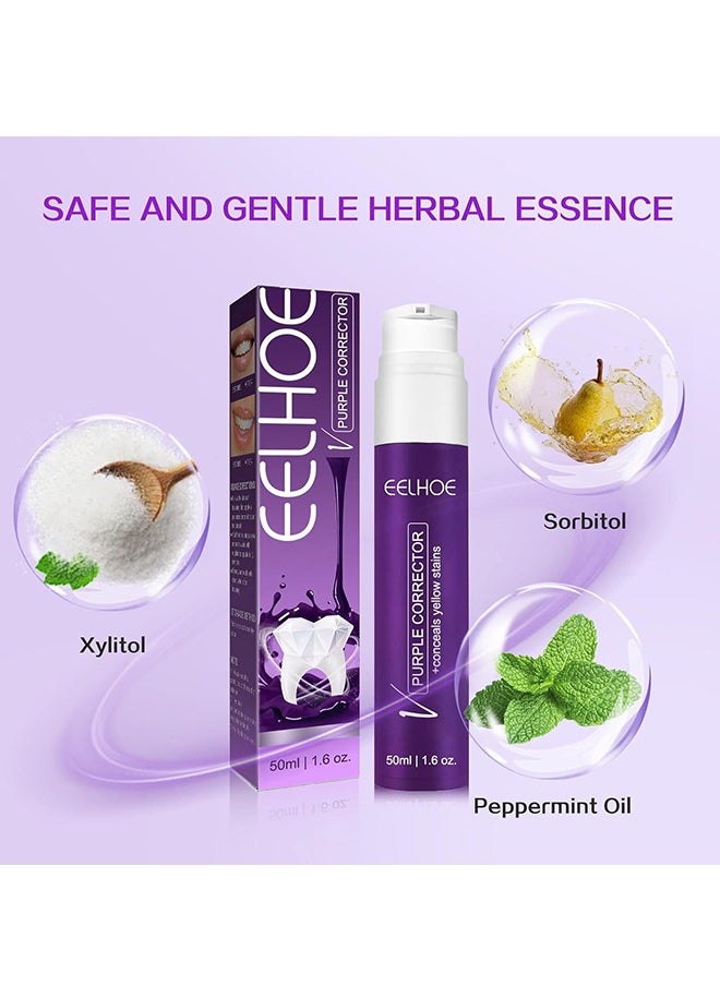 Color Corrector Purple Toothpaste - Purple Toothpaste for Teeth Whitening Mint Flavor Toothpaste Whitening Purple Whitening Toothpaste for Tooth Stain Removal