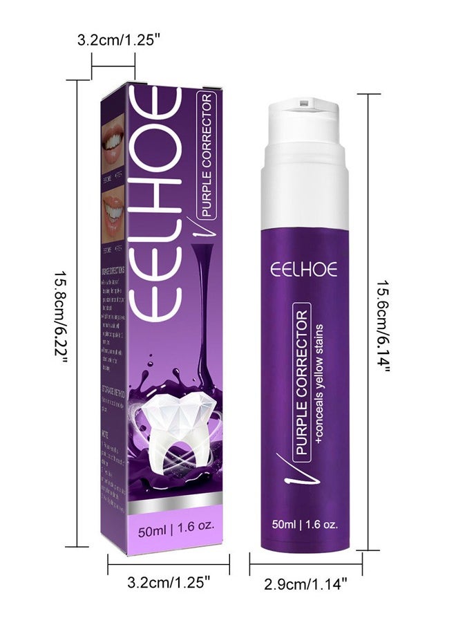 Color Corrector Purple Toothpaste - Purple Toothpaste for Teeth Whitening Mint Flavor Toothpaste Whitening Purple Whitening Toothpaste for Tooth Stain Removal