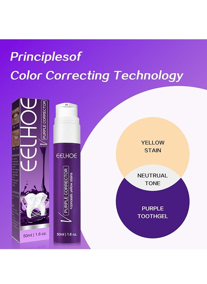 Color Corrector Purple Toothpaste - Purple Toothpaste for Teeth Whitening Mint Flavor Toothpaste Whitening Purple Whitening Toothpaste for Tooth Stain Removal
