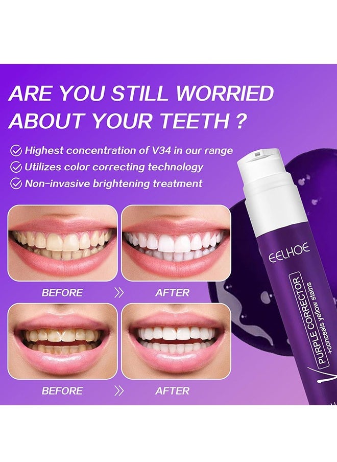 Color Corrector Purple Toothpaste - Purple Toothpaste for Teeth Whitening Mint Flavor Toothpaste Whitening Purple Whitening Toothpaste for Tooth Stain Removal
