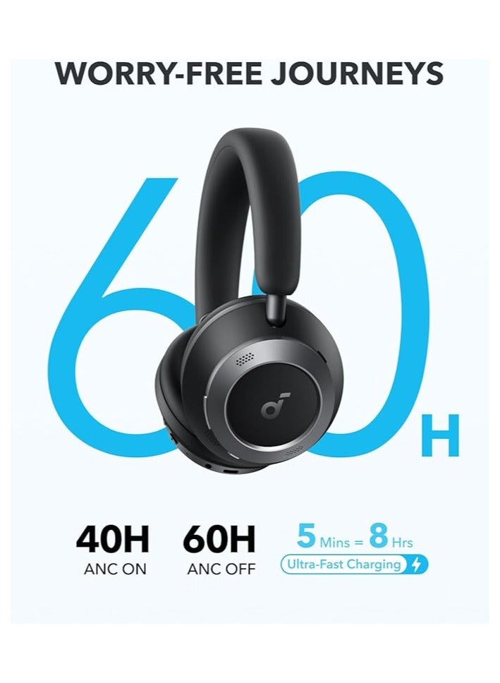 Space One Pro by Anker, Adaptive Active Noise Cancelling Headphones, Super Foldable Design, 60H Lossless Audio, Ultra-Fast Charging, Hi-Res Wireless Audio with LDAC, Comfortable Fit Black