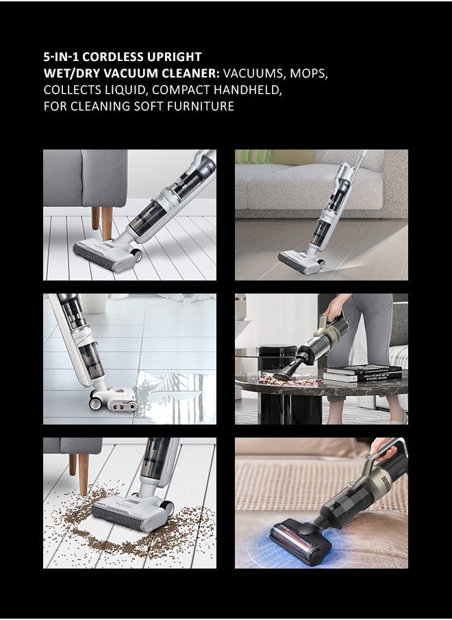 Cordless upright wet & Dry vacuum cleaner , 400W, 135 aW, up to 60 minutes of runtime without recharging,  Floor pre-wetting function Walk by Itself Technology