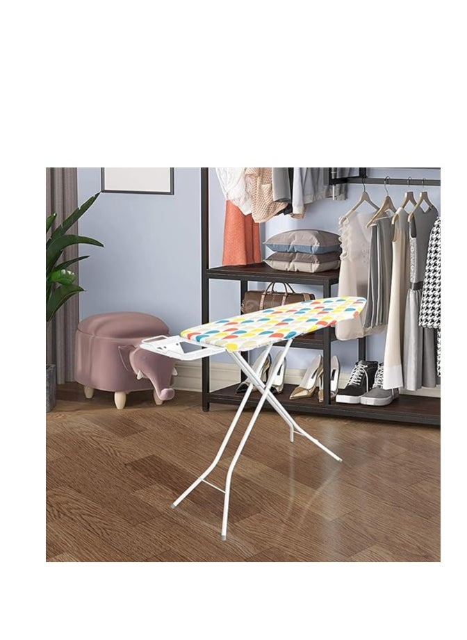 Lightweight Folding Ironing Board Iron Board Iron Rest Sturdy 4 Leg With Strong Frame And 100% Cotton Cover Ironing Boards Free Standing Compact Easy Carry (122x38cm)