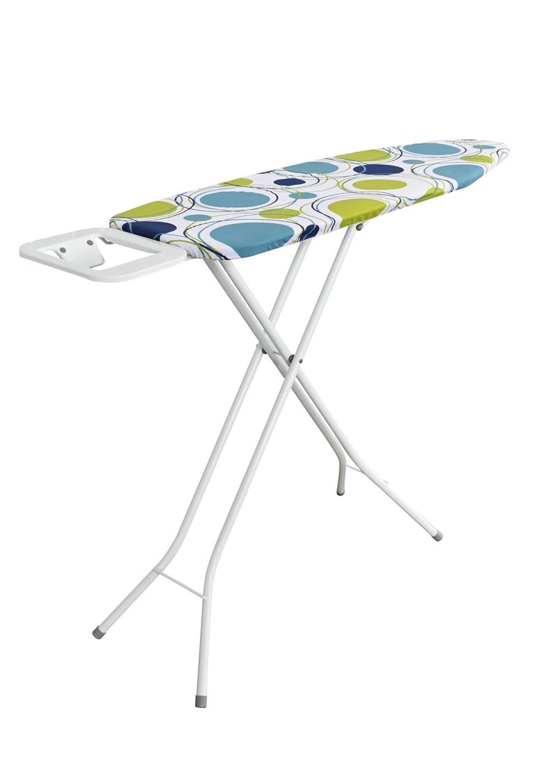 Lightweight Folding Ironing Board Iron Board Iron Rest Sturdy 4 Leg With Strong Frame And 100% Cotton Cover Ironing Boards Free Standing Compact Easy Carry (122x38cm)