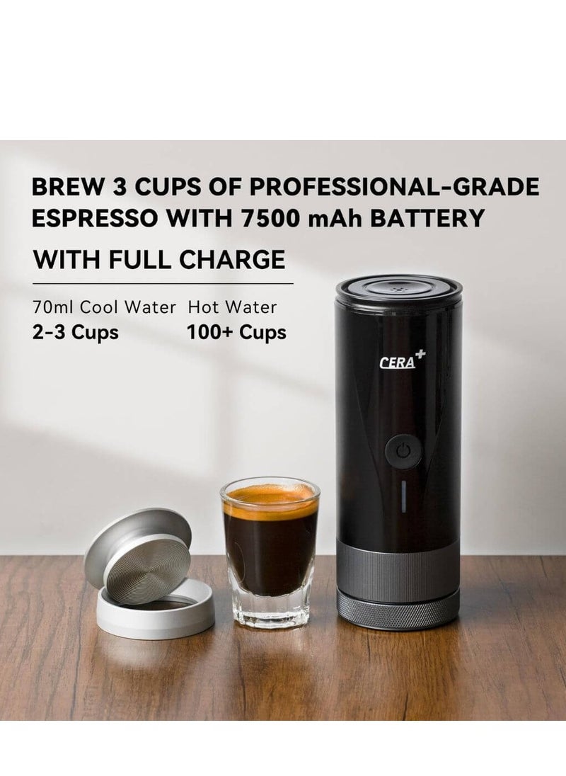 CERA+ Portable Espresso Machine PRO, Self Heating Pro-level Specialty Coffee Machine, Compatible Ultra-fine Grind, Professional Electric Small Travel Coffee Maker