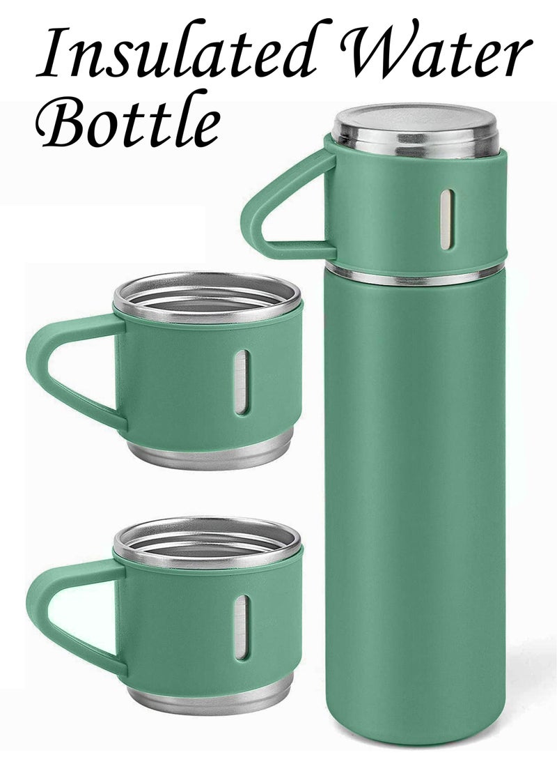 Stainless Steel Portable Vacuum Flask Set with 3 LID Cups Thermos Hot and cold 500ml Leakproof Insulated Vacuum Water Bottle Flask for Coffee Tea and Cold Drink Suitable for Travel Picnic and Outdoor