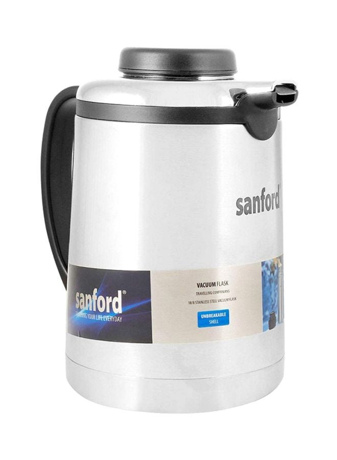 Vacuum Flask Stainless Steel Up to 24 Hours Hot & Cold, Strong Handle, Unbreakable Inner & Outer Shell Silver/Black