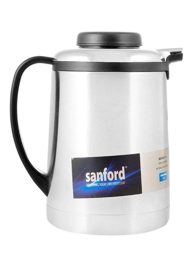 Vacuum Flask Stainless Steel Up to 24 Hours Hot & Cold, Strong Handle, Unbreakable Inner & Outer Shell Silver/Black