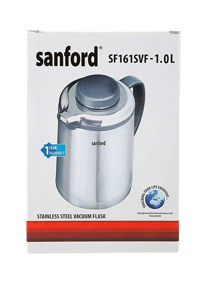 Vacuum Flask Stainless Steel Up to 24 Hours Hot & Cold, Strong Handle, Unbreakable Inner & Outer Shell Silver/Black