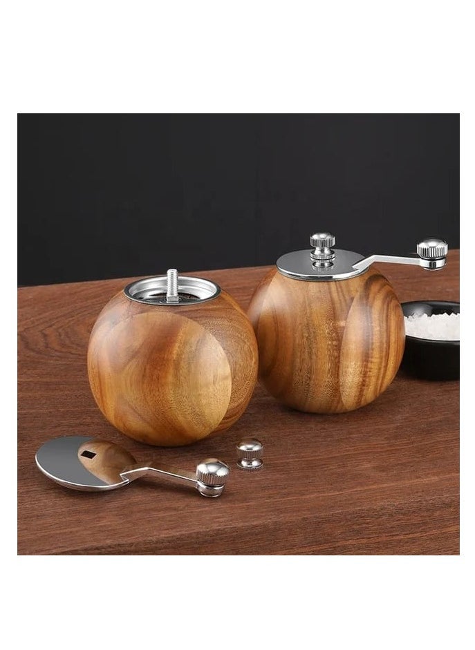 Liying Wooden Manual Salt and Pepper Grinder Set, for Kitchen,Refillable and Adjustable Wooden Shakers for Pepper Salt Spices