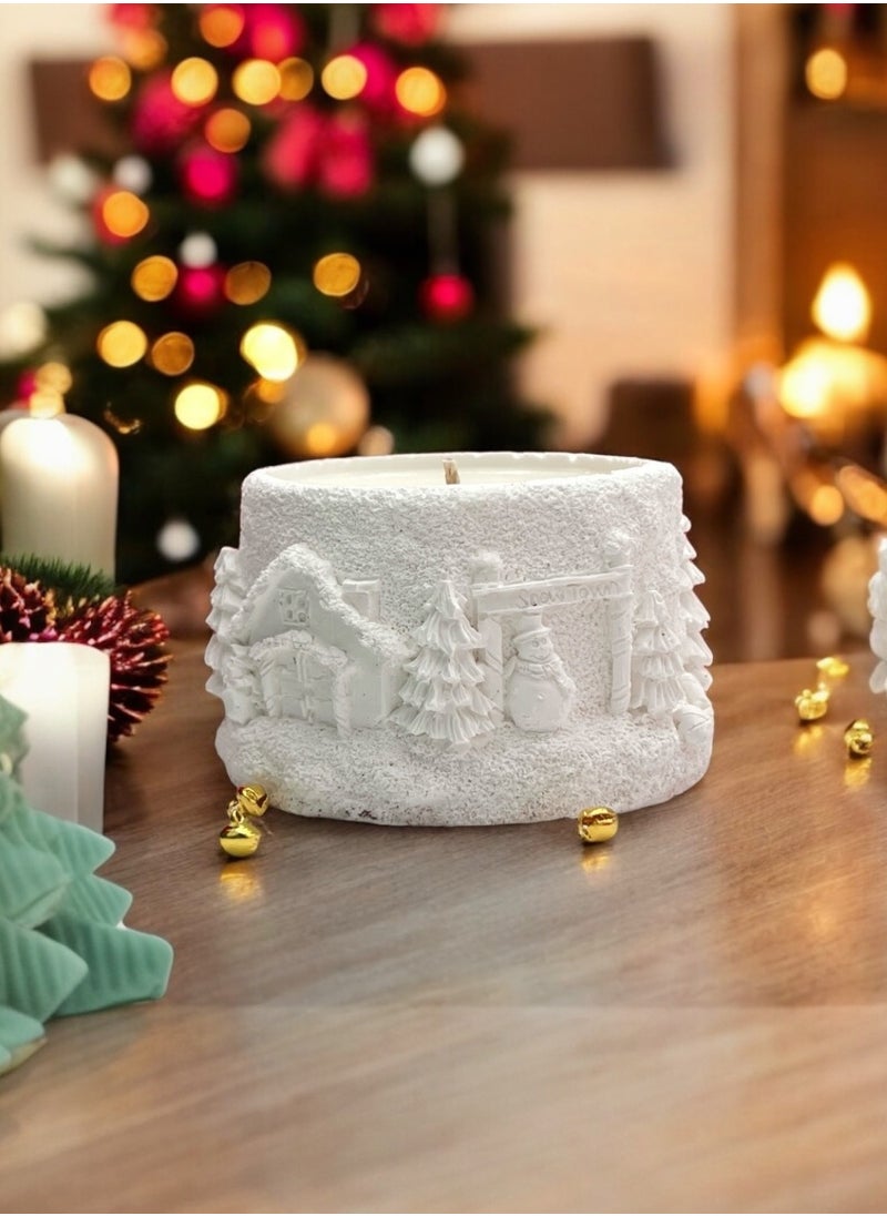 Christmas Village Ceramic Candle - White