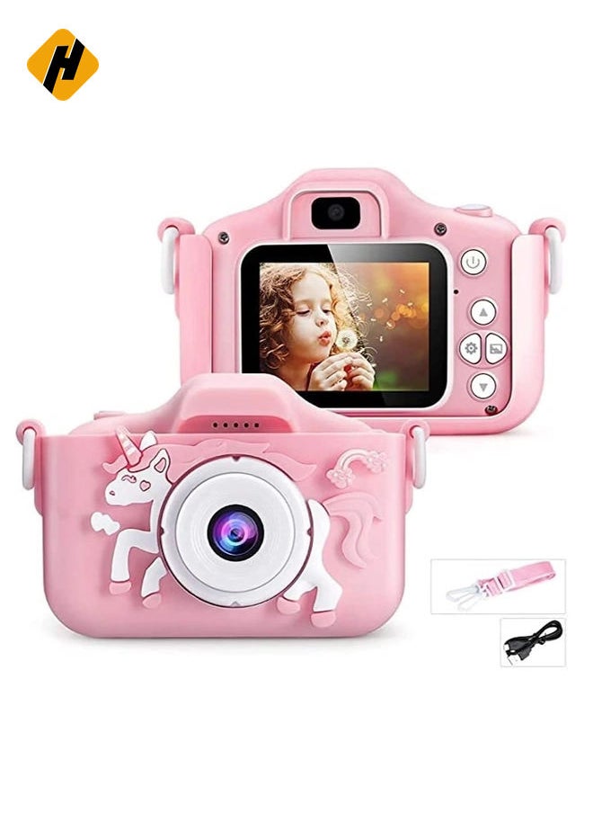 Kids Camera for Girls and Boys, Kids Digital Dual Camera 20MP Video Camcorder Anti-Drop Children Cartoon Selfie Camera, Camera for Kids with Games, Birthday Gift,32 gb mamory card supported