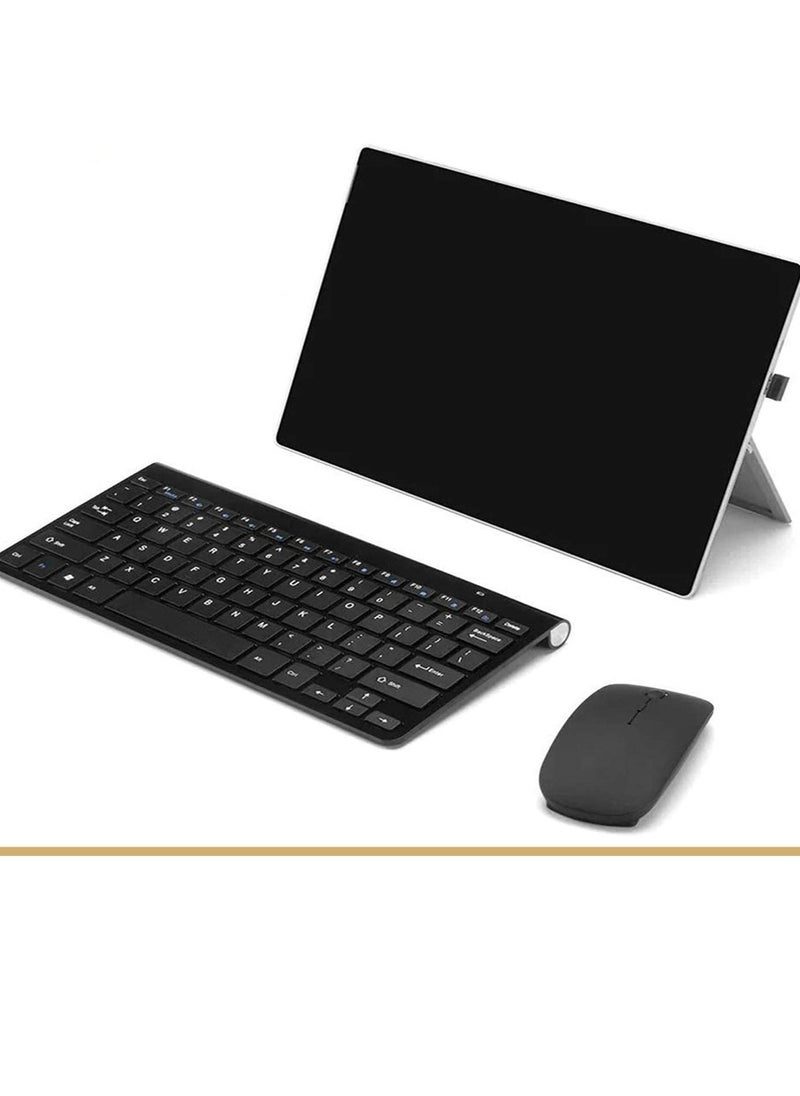 Ultra Thin Portable Keyboard Silent 2.4Ghz Wireless Keyboard & Mouse Combo for Computer, Laptop - Black