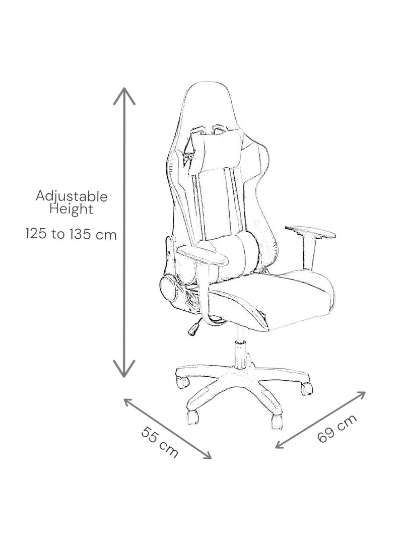 SBF Ergonomic High Back PU Leather Office Chair | Reclining Backrest up to 180° | Gaming Chair with Adjustable Height, Headrest, and Lumbar Support, White Black