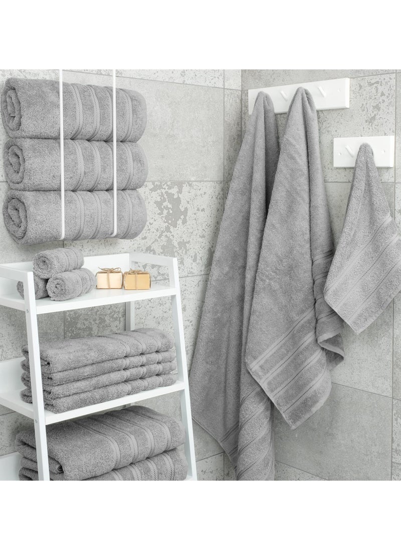 Towel Set Luxury Hotel Quality 600 GSM Genuine Combed Cotton, Super Soft u0026 Absorbent Family Towels 6 Piece Set - 2 Bath Towels, 2 Hand Towels, 2 Washcloths - Light Grey