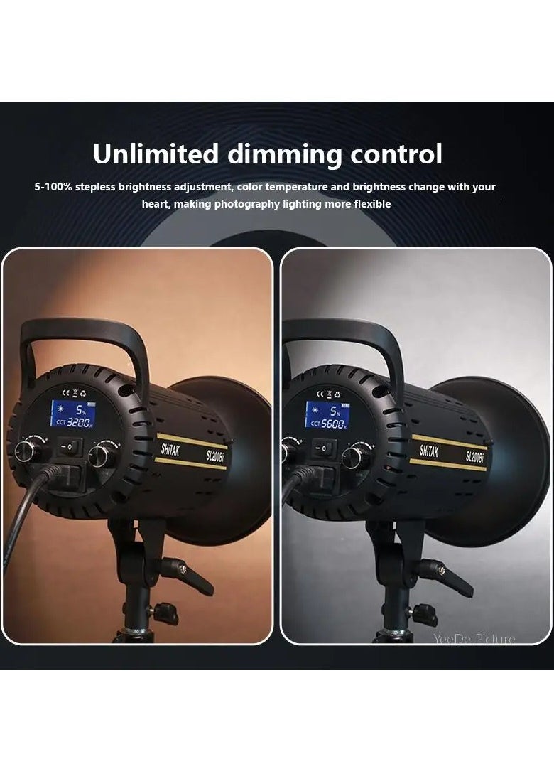 SL200BI LED Photography Light 3200K/5600K Switchable Professional Photo Studio Spotlight Photography Lighting Bowens Mount