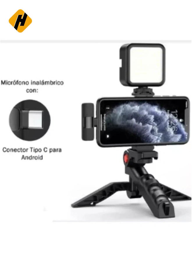 Smartphone Vlogging Kit – Tripod, Fill Light, Microphone, Phone Clip, & Remote for iPhone & Android – Complete Vlogging Setup