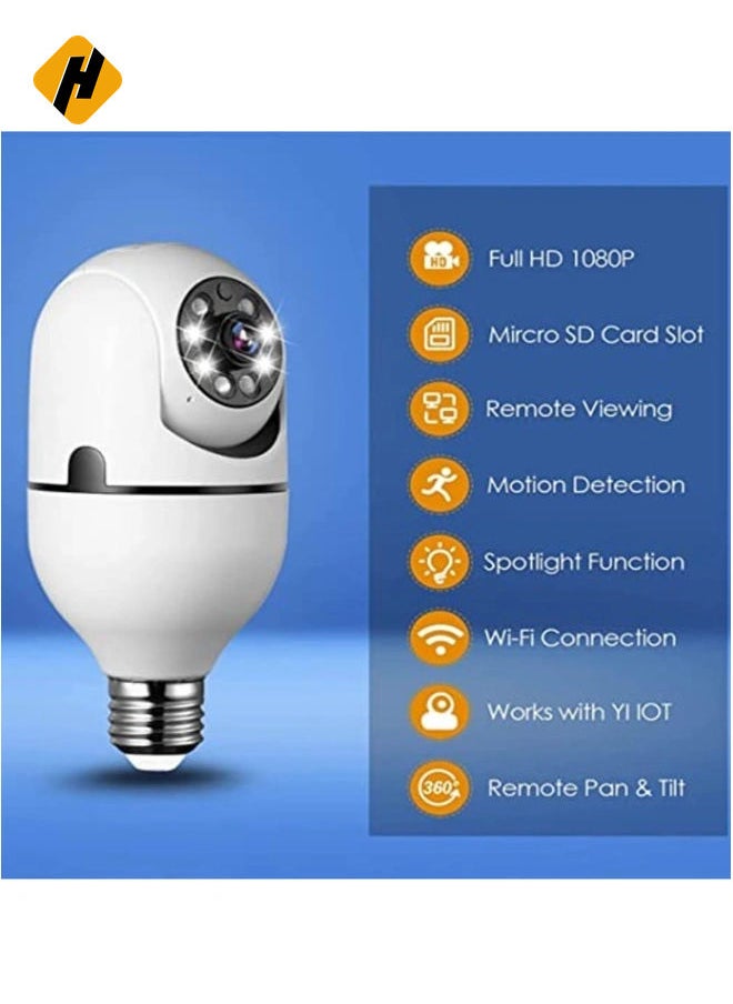 Pan Tilt Security Light Camera V380 130W dpi Smart Wireless WIFI Full Color Bulb Camera 2.4Ghz 360 Degree E27 Panoramic IP Camera (No SD Card)