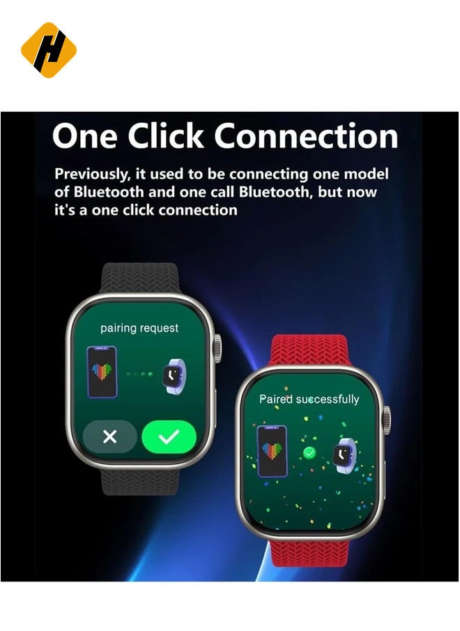 2024 NEW HK9 Pro MAX+ Smart Watch – 45mm AMOLED Screen, ChatGPT Integration, IP68 Waterproof Fitness Tracker (Silver Body, Green Strap)