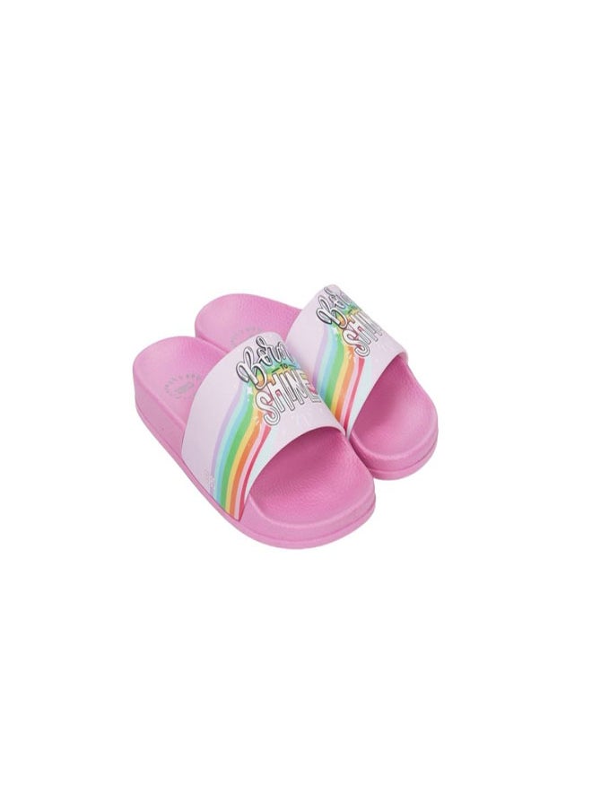 Rainbow Print Everyday Wear eco-friendly PVC Slides for Girls, Lightweight, Easy to Wash and Anti-Slip Soles