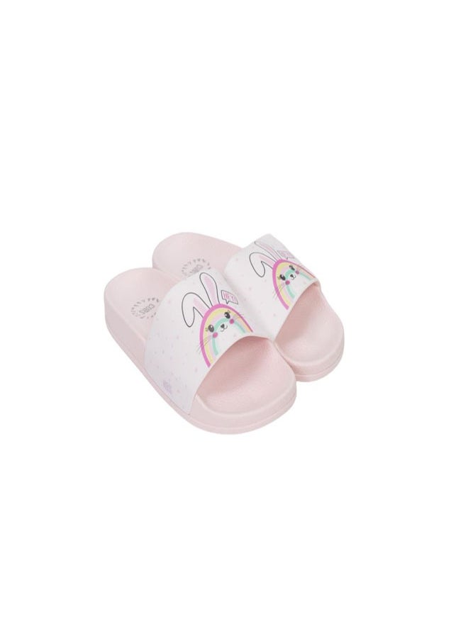 Bunny Print Everyday Wear eco-friendly PVC Slides for Girls, Lightweight, Easy to Wash and Anti-Slip Soles