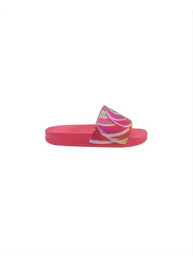 Candy Print Everyday Wear Eco-Friendly Pvc Slides For Girls Lightweight Easy To Wash And Anti-Slip Soles