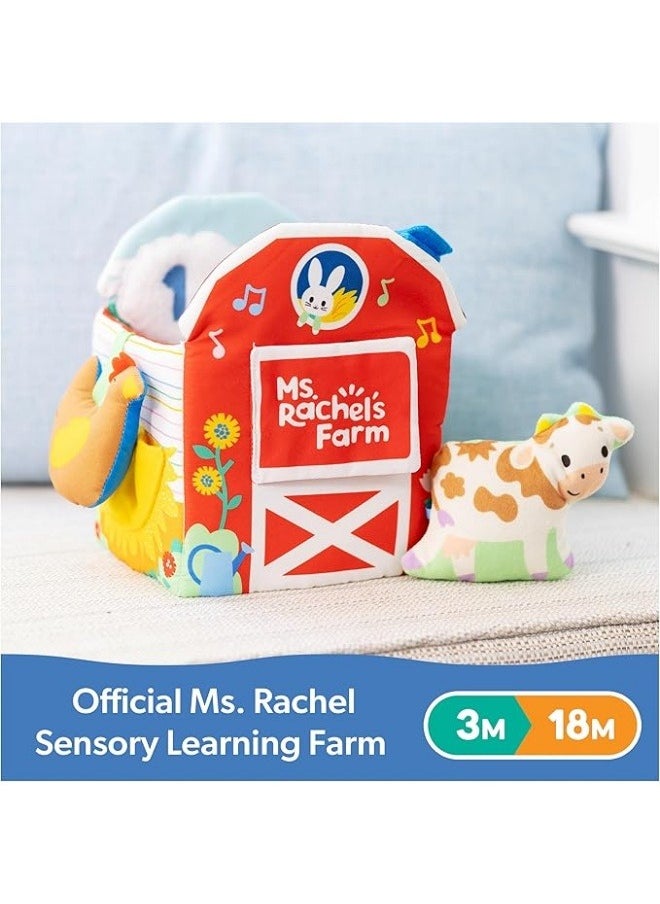 Official Sensory Learning Farm, Foldable Soft Baby Book with Plush Cow, Infant Educational Toys for Babies Ages 3 Months to 18 Months