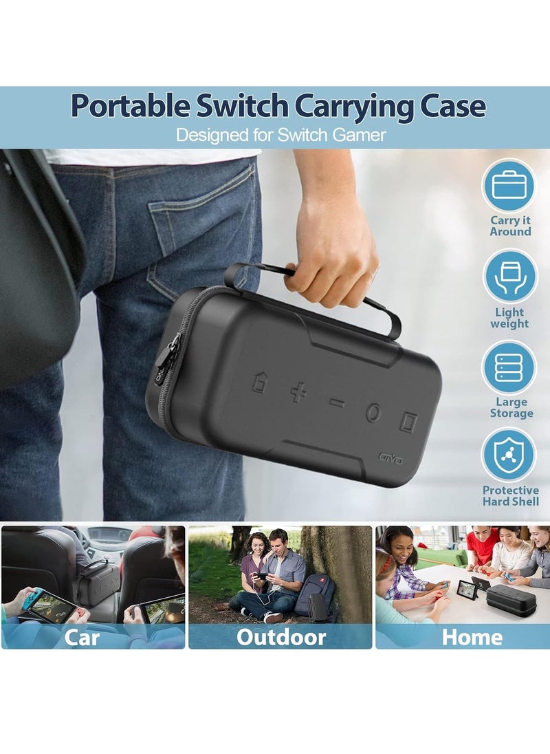 Switch OLED Carrying Case Compatible with Nintendo Switch/OLED Model Portable Switch Travel Carry Case Fit for Joy-Con and Adapter Hard Shell Protective Switch Pouch Case with 20 Games