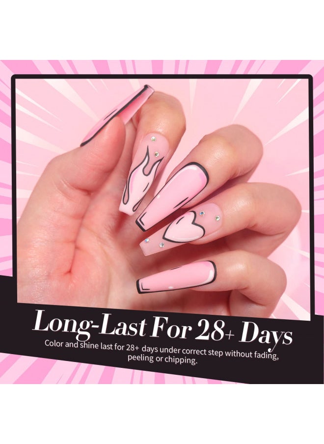 Pink Gel Nail Polish Set Sweet Valentine's Day Nude Pink White Nail Polish Soft Light Natural Lovely Pink Color Gel Polish Gift Set Soak Off Gel Nail Polish Kit 6 Colors 10ML