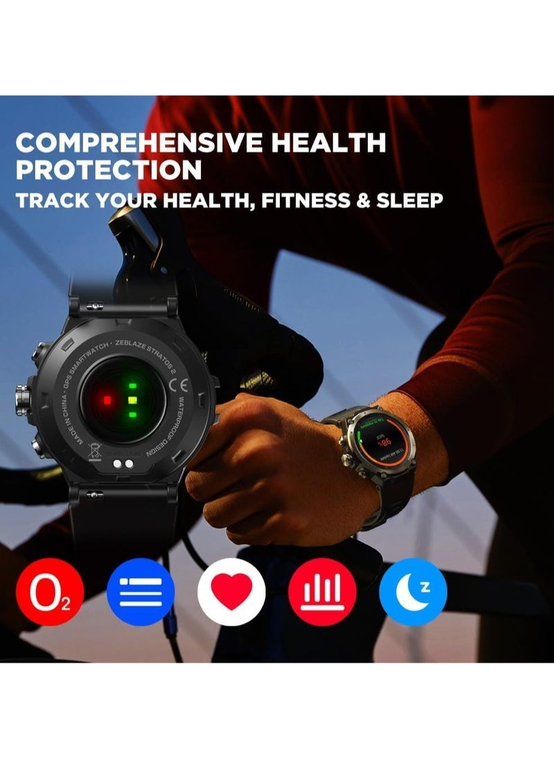 Zeblaze Stratos 2 Smart Sports Watch 1.3 Full-touch Screen 360 * 360 High Resolution 4-Satellite/3-Mode GPS 24H Health Monitor 25-day Endurance 5ATM