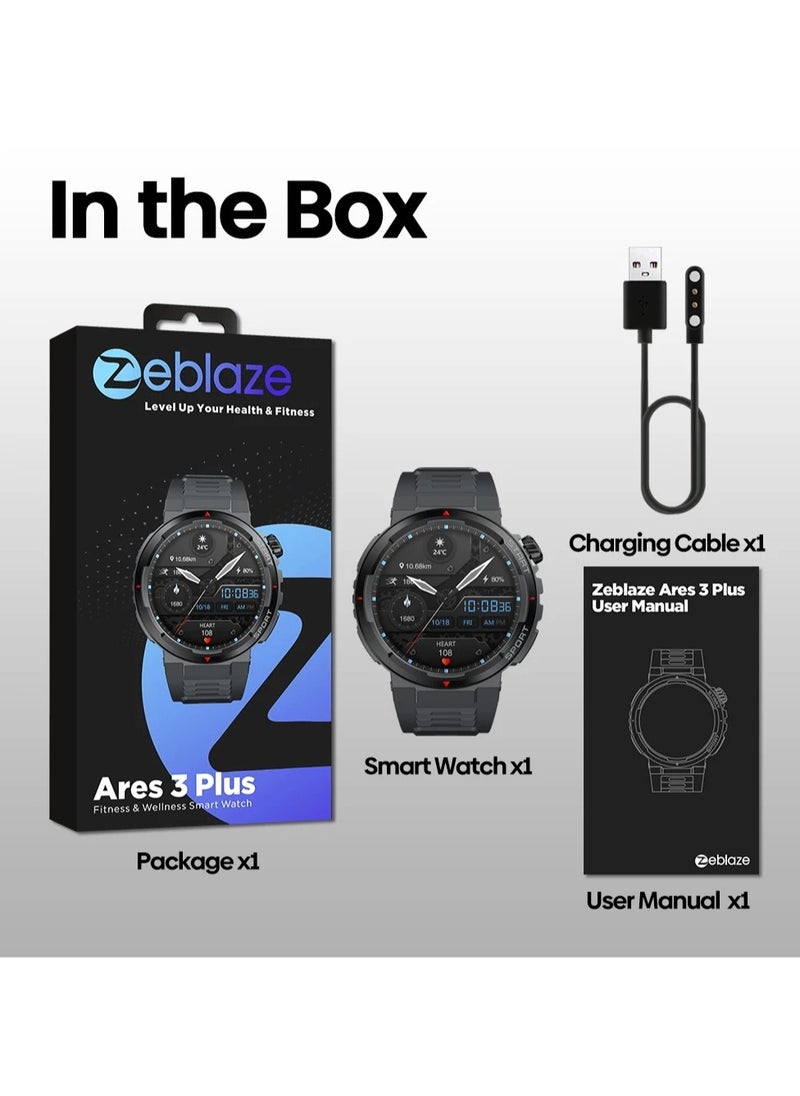 New Zeblaze Ares 3 Plus 1.43 HD AMOLED Display Voice Calling Smartwatch New 3D Interactive Health Fitness Tracking Smart Watch