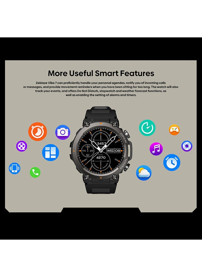 VIBE 7 Smart Watch, 1.39-Inch TFT FullTouch Screen, BT Call, Fitness Tracker, IP68 Waterproof, Black