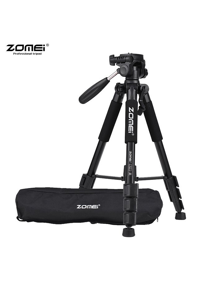 Q111 142cm/56 Inch Lightweight Portable Aluminum Alloy Camera Travel Tripod with Quick Release Plate/ Carry Bag for Canon Nikon Sony DSLR Smartphone