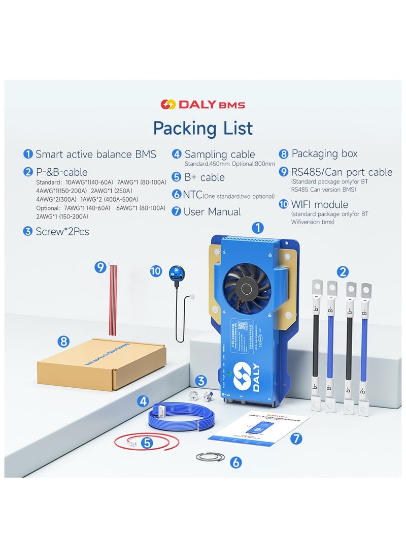 Daly Smart Active Balance BMS S 8S-24S 400A for Li-ion, LiFePO4, and LTO Batteries – Electric Vehicles, Energy Storage Systems, Robotics, and Industrial Applications