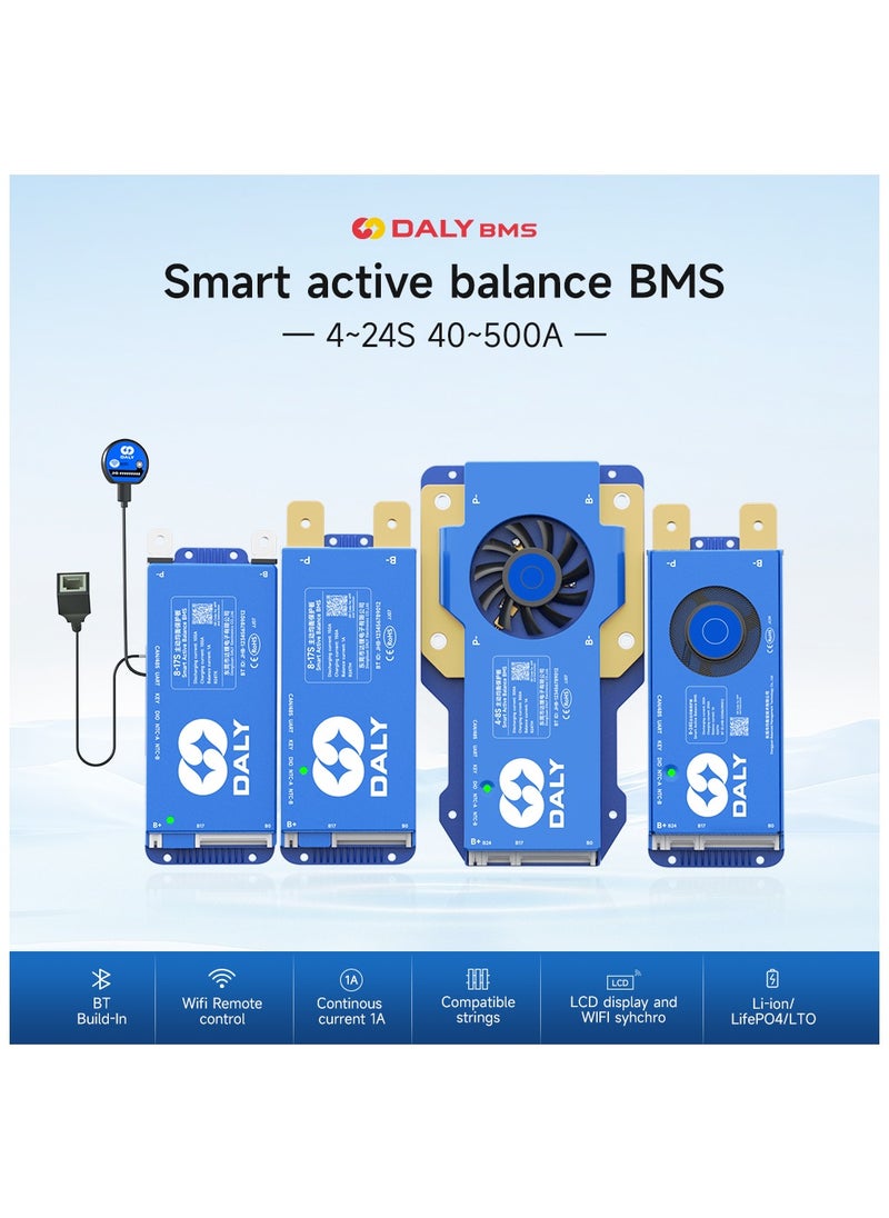 Daly Smart Active Balance BMS S 8S-24S 400A for Li-ion, LiFePO4, and LTO Batteries – Electric Vehicles, Energy Storage Systems, Robotics, and Industrial Applications