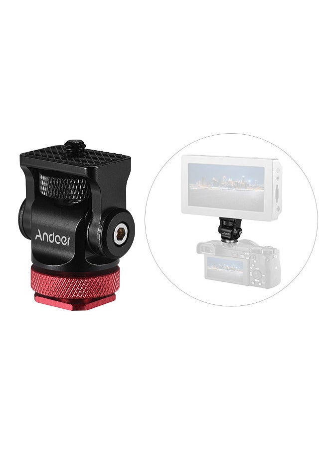 180°Rotary Mini Ball Head Ballhead Hot Flash Shoe Mount Adapter 1/4 Inch Screw with Wrench for DSLR Camera Microphone LED Video Light Monitor Tripod Monopod