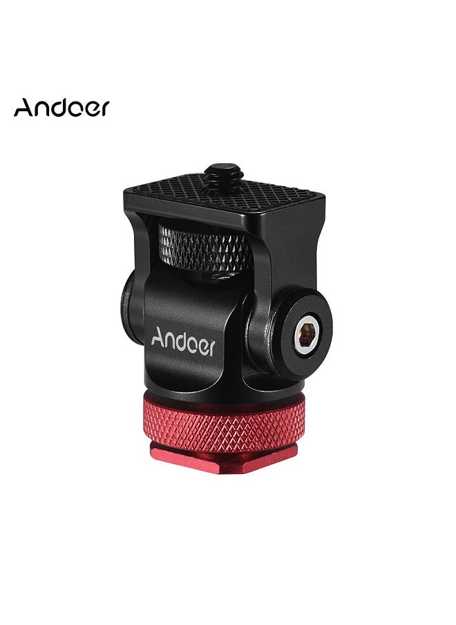 180°Rotary Mini Ball Head Ballhead Hot Flash Shoe Mount Adapter 1/4 Inch Screw with Wrench for DSLR Camera Microphone LED Video Light Monitor Tripod Monopod