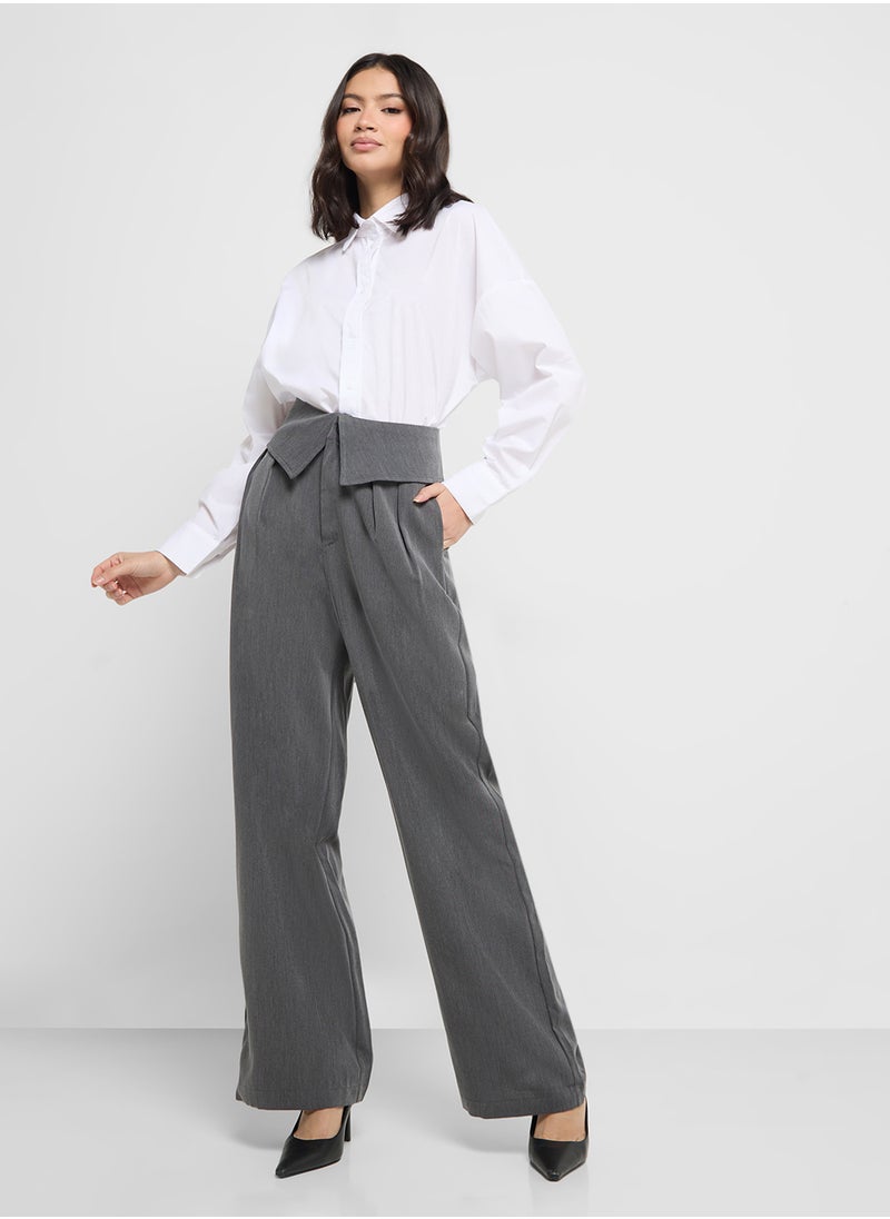 Pants With Waist Fold Detail