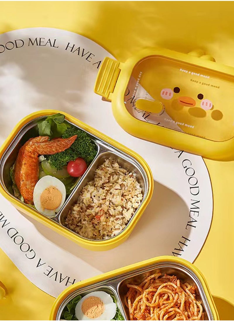 Lunch Box Kids, Bento Box Adult Lunch Box, Lunch Containers for Adults/Kids/Toddler,304 Stainless Steel-2 Compartment Microwave u0026 Dishwasher u0026 Freezer Safe - Yellow